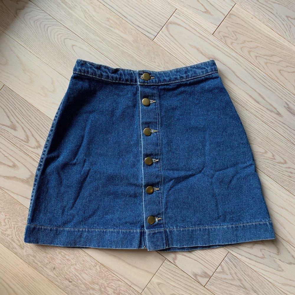 Jean Button-Down Mini Skirt